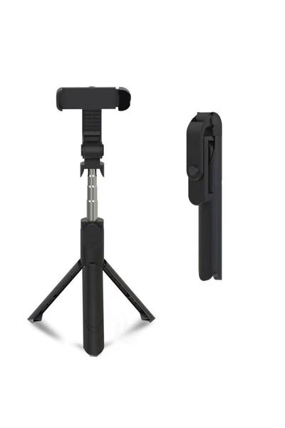 ELSE NIPPON Bluetooth Kumandalı Düz Siyah Selfie Çubuğu-tripod Vlog Telefon Tutucu
