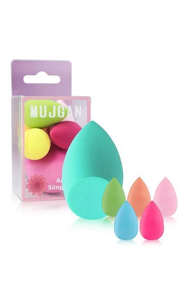 MUJGAN 5 Mini + 1 Medium Size Makeup Sponge Set Green Color