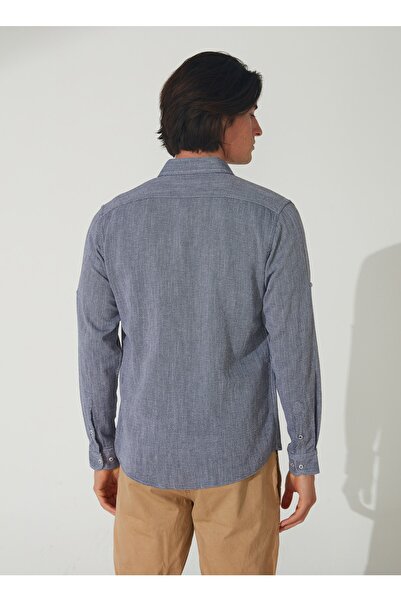 SÜVARİ Slim Fit Düğmeli Yaka Düz Lacivert Erkek Gömlek Gm1008400238