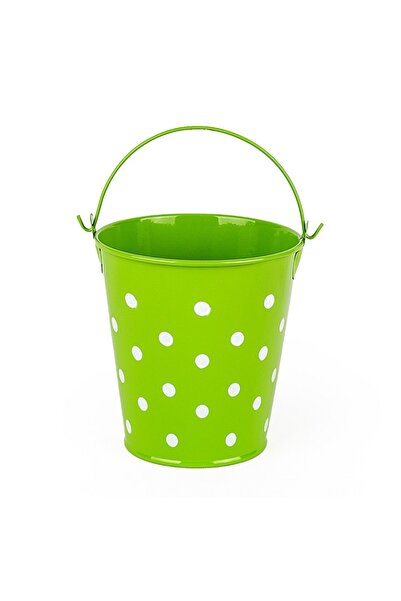 Kuzey Decoratıve Pail Dekoratif Saplı Metal Kova Yeşil Kova Puantiyeli Kova K...