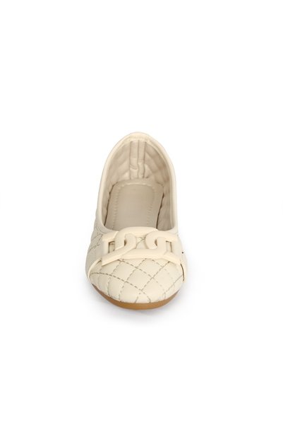 Bay Pablo L17 Cream Buckle Daily Comfortable Ballerinas