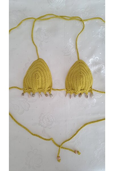 SOUL BY A&B El Örgüsü Bikini Deniz Kabuklu Bikini Yağ Yeşili Şık Tarz Bikini ...