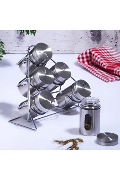 Kosova Cam-432 Metal 6 Lı Baharatlık Seti Piramit