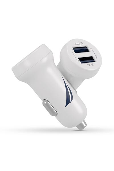 Nautica Ch15 Çift Usb Çakmaklık Girişli Araç Içi Şarj Cihazı Beyaz