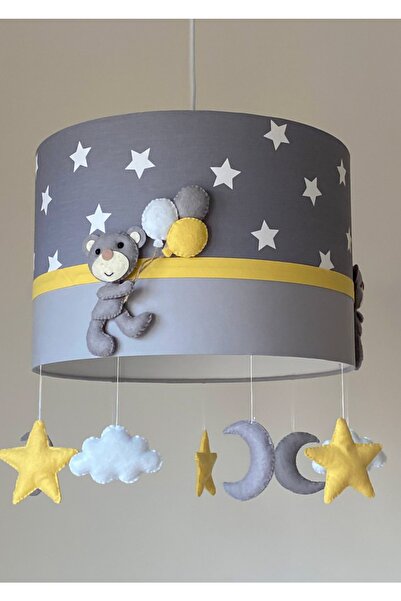 Leobabyroom Gri Yıldız Desenli Gri Ayıcık Figürlü Kız/erkek Bebek/çocuk Odası...