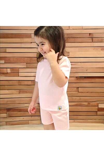 BEBEĞİME ÇORAP طقم شورت قصير الأكمام للفتيات الصغيرات الصيفي مكون من قطعتين