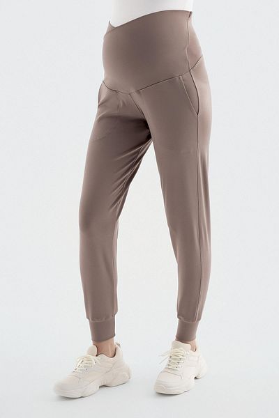 Artış Cross Belt High Waist Pocket Maternity Jogger Sweatpants