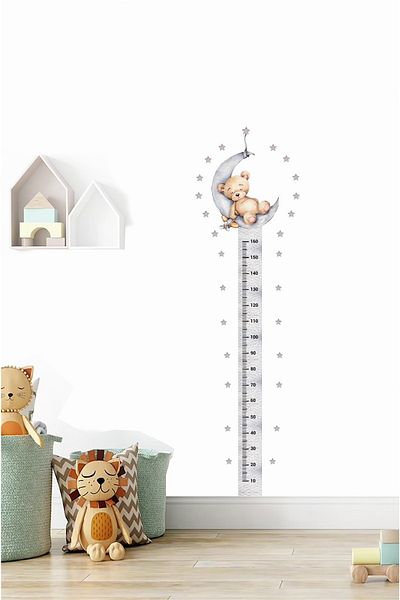 efekt reklam Sleepy Teddy Bear Height Meter Παιδικό Δωμάτιο Ταπετσαρία Αξεσουάρ Σετ αυτοκόλλητων διακοσμήσεων