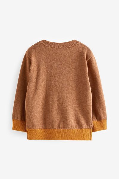 Next Baby 100% Cotton Brown Lion Patterned Knitwear Set