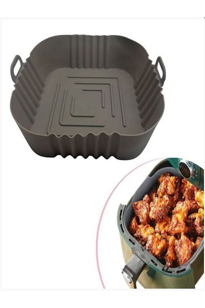 GÜZEŞTE 20 cm Mink Colored Heat Resistant Washable Silicone Oven and Airfryer Square Model Baking Mat