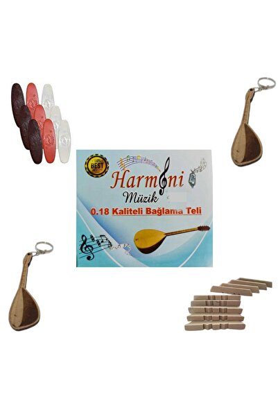 harmoni strings Saz Teli (0.18 Kısa Sap) 2 Adet Anahtarlık 5 Adet Mızrap 5 Ad...