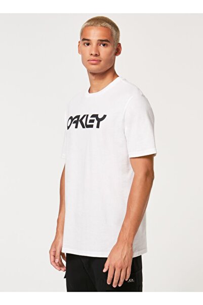 Oakley Men's T-shirt - Crew Neck, Printed White and Black, Foa404011 Mark II Tee 2.0