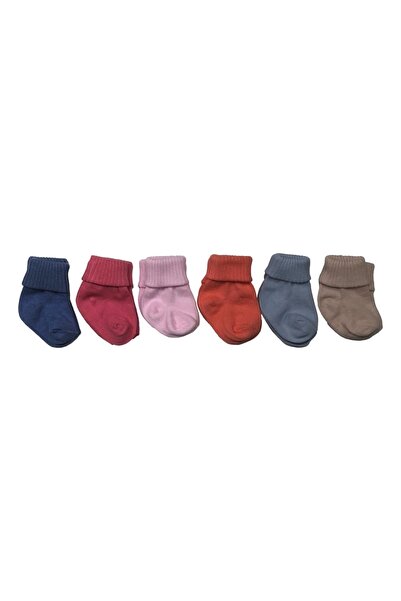 neocotton Solid Color Mixed 6-Piece Cotton Long Cuffed Flexible Baby Socks