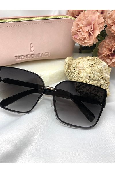 Di Caprio Mira Rectangle Square Vintage Design Black Women's Sunglasses