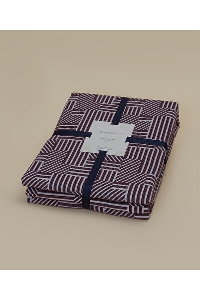 Maisonette Jacquard Geometric Patterned Bedspread Set Plum