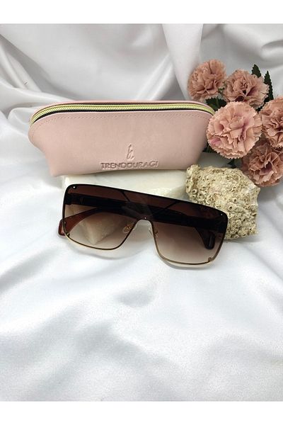 Di Caprio Reare Rectangular Brown Women's Sunglasses