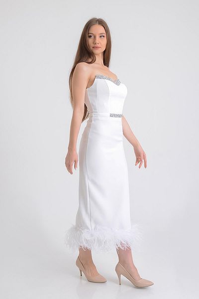 SpringStore Rochie de seara fara bretele White Stone Deaty