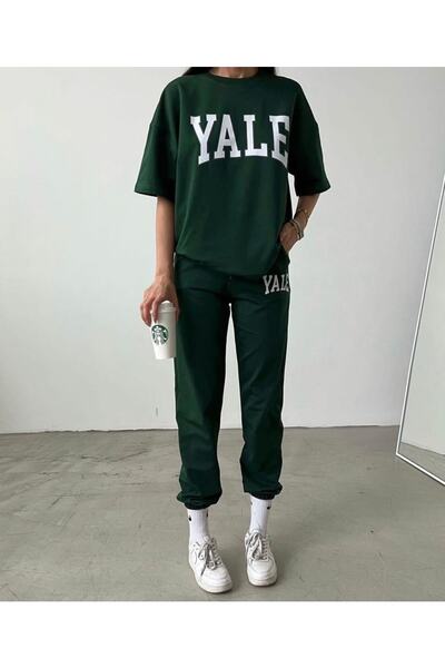 AFROGİYİM Women's Yale Printed Combed Cotton Short Sleeve Tracksuit Set