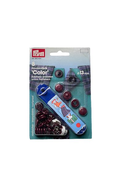 Prym Snap Print Button and Tool390424 Claret Red, Denim, Blue Jean, Anorak