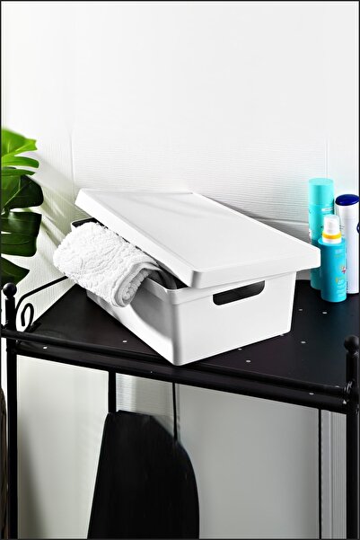 Open Home Concept 10 لتر. صندوق تخزين وتخزين بغطاء أبيض