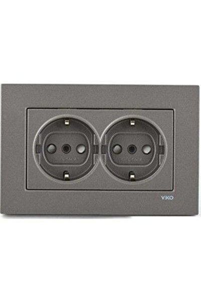 VİKO Artline Novella Antrasit Ikili Topraklı Priz Çerçeveli 92605358-c1