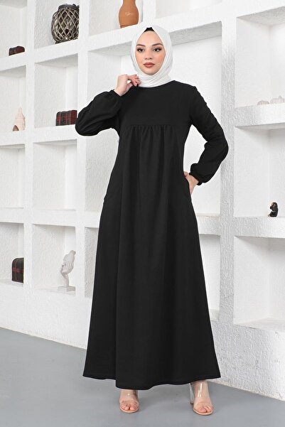 Genel Markalar Balon Kol Spor Elbise Siyah