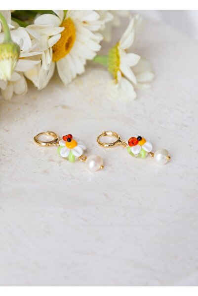 CHARMLUCKY Murano Ladybug Daisy Earrings