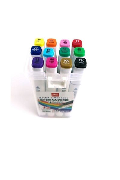 hobi market art Set of 12 Double Sided Marker Pen Set Double with Bag
