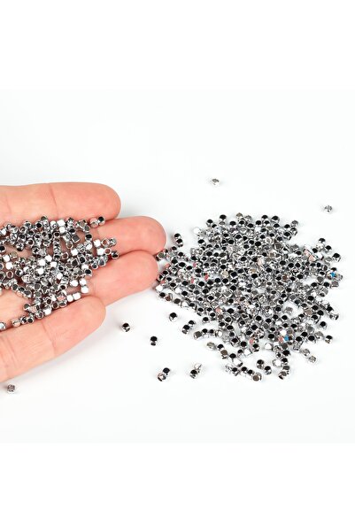 yfhobi 2.5 Mm Pirinç Üzeri Rodyum Kaplama Küp Boncuk, 1. Kalite Kararmaz Meta...