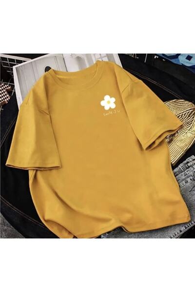 blausee wear Producție specială guler rotund Smile Papatya cu imprimeu bumbac 100% Tricou pentru femei Oversize