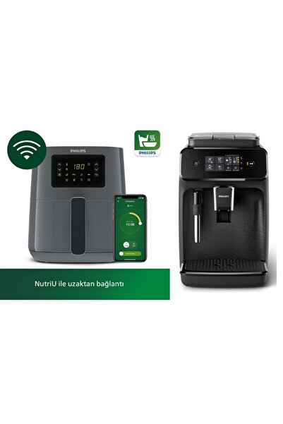 Philips Airfryer Hd9255 Uzaktan Bağlantılı Sıcak Hava Fritöz + Ep1220 Tam Otomatik Kahve Makinesi