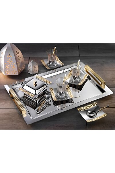 Umut Karcı Petek Kulplu Gold 40 Parça Çay Seti 304 Kalite Paslanmaz Çelik