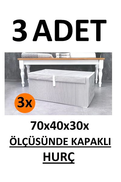 Smyak 3 Pieces Box Storage Bag with Lid Mega Size 70*40*30* Multi-Purpose Box Storage Bag
