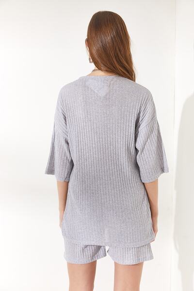 Olalook Dámské šedé spodní punčochové kalhoty Top volná halenka sada TKM-19000200