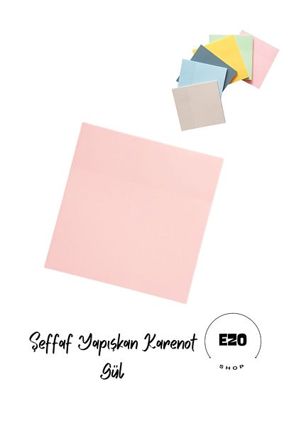 EZOSHOP Transparent Colored Sticky Post It Note Paper Karenot Rose