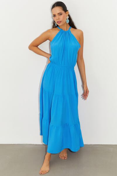 Cool & Sexy Rochie midi albastră pentru femei BK261063