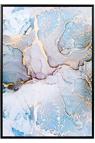 Herdekora Siyah Ahşap Çerçeveli Soyut Kanvas Tablo Mavi-beyaz 50x3x70 Cm.