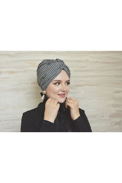 ARTİZİA Houndstooth Patterned Unfilled Hijab Bonnet