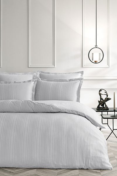 Puffy Melvin King Size Bamboo Satin Duvet Cover Set - Gray