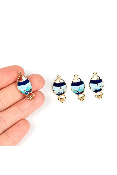 yfhobi 1 Adet - 26 Mm Çift Kulp Mavi Tonları Mineli Balık Takı Aparatı, Altın...