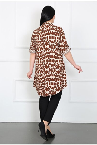 By Alba Collection Γυναικείο χιτώνα μεγάλου μεγέθους με μοτίβο από βαμβακερή βισκόζη