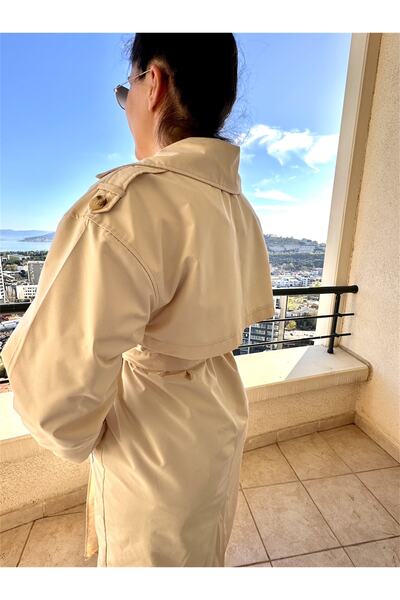 Fast Perry Dört Düğmeli Tasarım Trençkot Taş Rengi