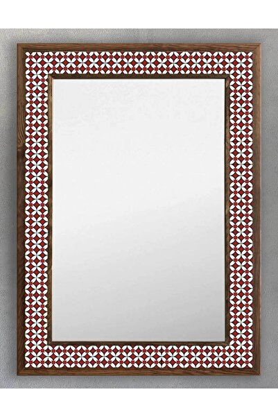Oscar Stone Decor Ahşap Çerçeveli Mozaik (mermer) Ayna 53x73 Cm Seramik Desen...