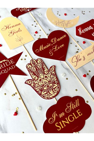 The Istanbul Event 10-Piece Henna Night Speech Bubble Set with Sticks - Henna Night - Henna Me Up - Bride To Be