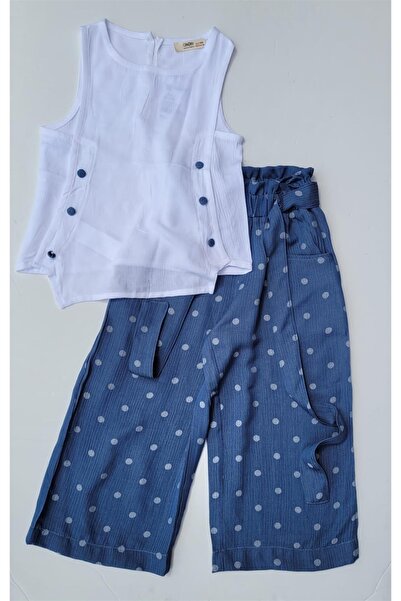 Çikoby طقم بلوزة بناتي وبنطلون منقط