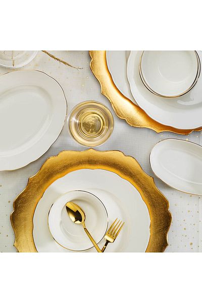 Kütahya Porselen Incı Bone Olympos 16 Piece Breakfast Set Gold Net