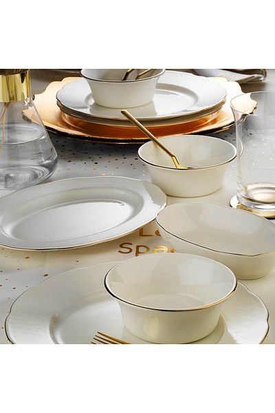 Kütahya Porselen Incı Bone Olympos 16 Piece Breakfast Set Gold Net