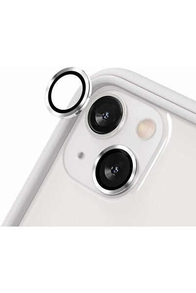 HyperAge iPhone 13 & iPhone 13 Mini Compatible Aluminum Alloy 3D Tempered Camera Lens Protector Silver [Set of 2]