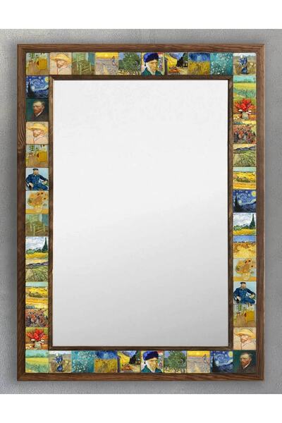 Oscar Stone Decor Masif Çerçeveli Mozaik Taş (mermer) Ayna 53x73 Cm (van Gogh...