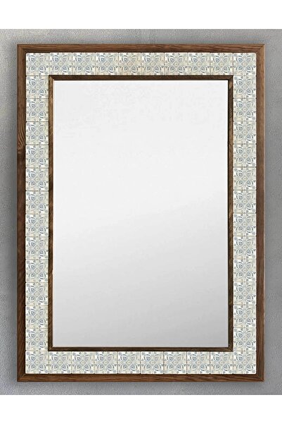 Oscar Stone Decor Ahşap Çerçeveli Mozaik Taş (mermer) Ayna 53x73 Cm Tile Dese...